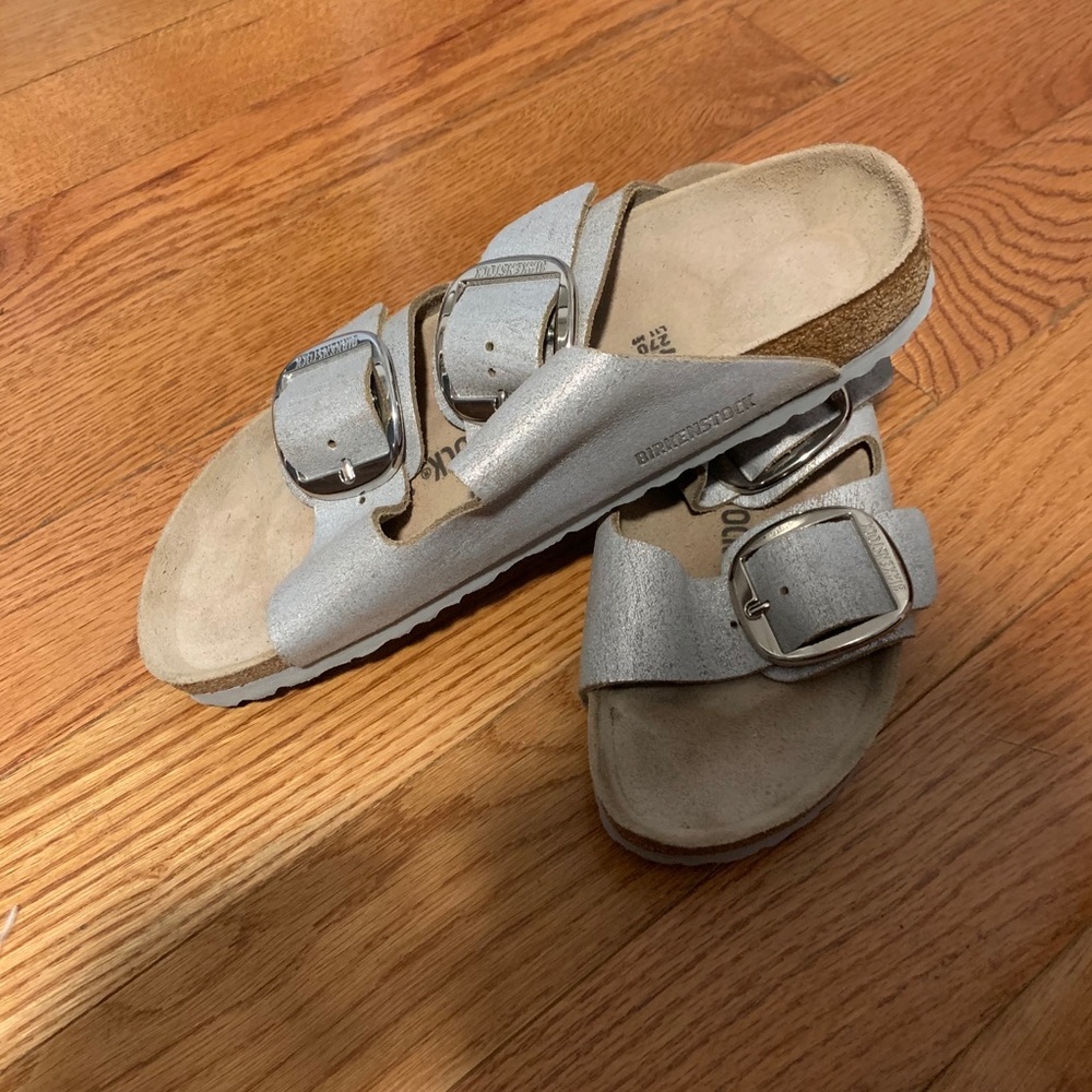 Silver Suede Birkenstock’s size 11W 9M
